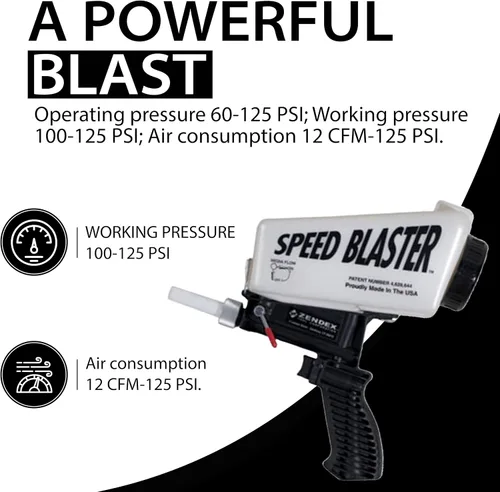 Vista 6 de Zendex Tool - SpeedBlaster portátil multimedia Blaster en blanco - Kit de pistola de arena de mano para compresor de aire - Pistola de chorro