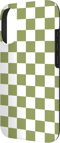 Vista 2 de Funda para iPhone 17 con diseño de cuadros verde oliva estético retro