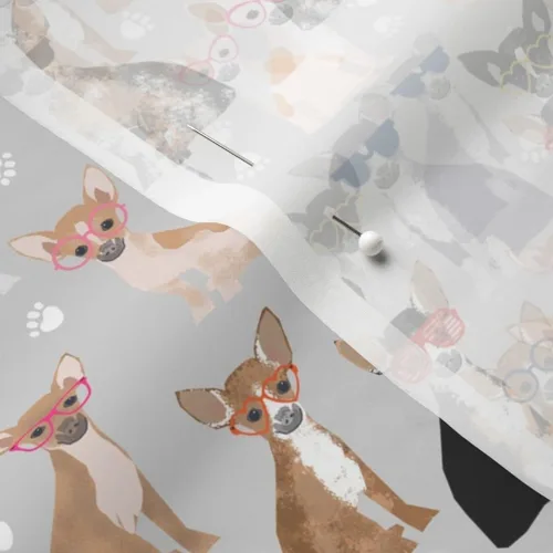 Vista 5 de Spoonflower Tela – Gafas de perro chihuahua gris chihuahuas cachorro hipster amigable mascota impresa en tela de gasa cuarto gordo – costura moda