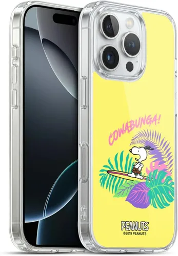Vista 198 de Head Case Designs Funda de gel suave con licencia oficial de Peanuts Tropical Surf Snoopy Aloha Disco compatible con Apple iPhone 13 Mini Surf