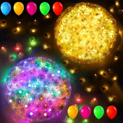 Vista 16 de AIKEI 50 globos de luz LED, mini bolas de luz, tiempo de espera prolongado, impermeable, luz LED para farol de papel, Pascua, Halloween, Navidad