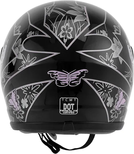 Vista 6 de TCT-MOTORPARTS - Casco de motocicleta para adultos, aprobado por DOT, color negro, visera de espejo de cara completa, casco de calle Negro