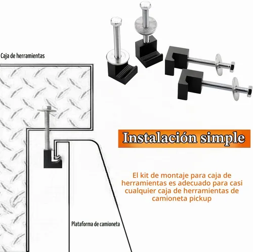 Vista 2 de Abrazaderas de montaje en cruz en J para caja de herramientas de camioneta con 4 piezas, negras Negro