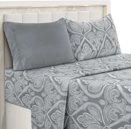 Vista 31 de LDC LUX Décor Colección - Juego de sábanas para cama de tamaño individual con estampado de cachemira – 4 piezas de sábanas de microfibra ultra