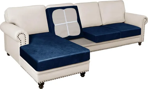 Vista 19 de Fundas para sofá modular, funda para sofá con aspecto de cuero, forma de L, 2 piezas, funda elástica suave para sofá seccional, protector de muebles