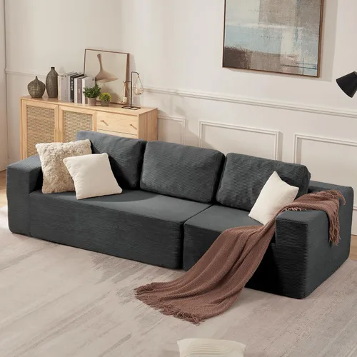Vista 10 de Furnify Sofá modular tapizado de espuma de 30", Sofá de piso tapizado con almohada, Silla puf para dormitorio y sala de estar, No requiere