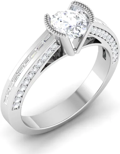 Vista 2 de IGI Certified 2.15Ctw Round Excellent Cut Lab Created Diamond Fancy Milgrain Engagement Ring With Channel Setting In 14k White Yellow Rose Gold for