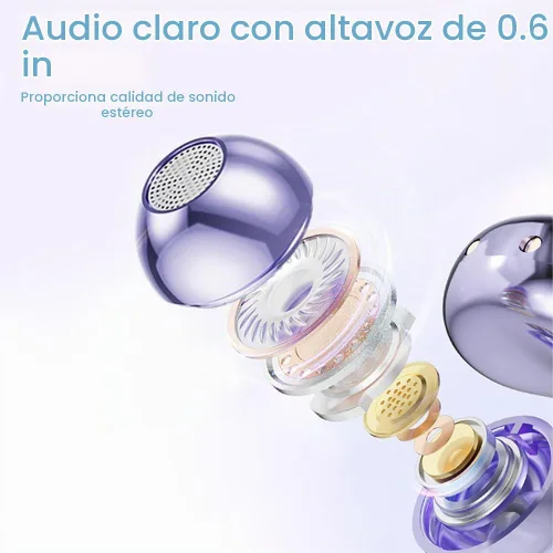 Vista 6 de Auriculares inalámbricos Bluetooth 5.4 con clip, con micrófono, reproducción de 60 horas, cancelación de ruido, impermeables, deportivos, cómodos