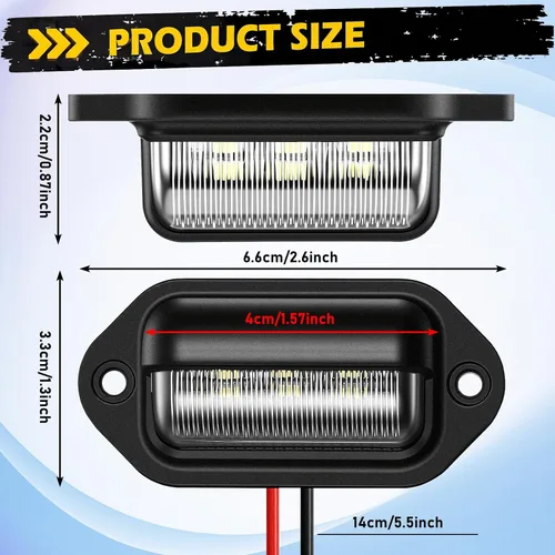Vista 2 de Mudder Paquete de 8 luces LED de matrícula de 12 V, 6 LED, impermeables, luces traseras para camión, SUV, remolque, RV, camiones y barcos