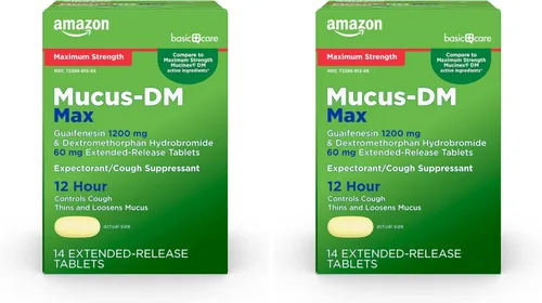Vista 8 de Amazon Basic Care Mucus DM de máxima fuerza, expectorante y supresor de la tos, 14 tabletas