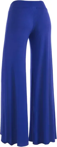 Vista 128 de Made By Johnny Pantalones palazzo elásticos de pierna ancha para mujer, lisos, casuales, cómodos