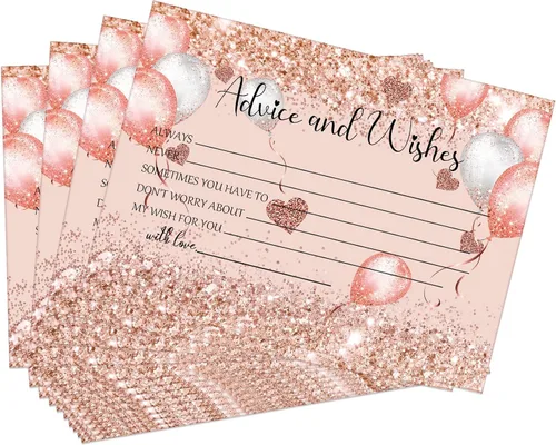 Vista 9 de Zonon 50 tarjetas de consejos y deseos, sin revestimiento, para boda, libro de visitas impreso de peso pesado para la novia y el novio, baby shower