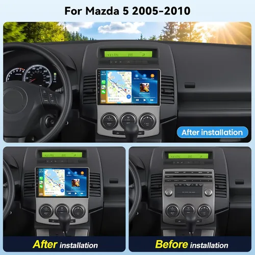 Vista 2 de [4G+64G] for Mazda 5 2005-2010 Android 15 Car Stereo Radio, Wireless A-pple CarPlay & Android Auto,WiF+GPS Navigation, 9” 1280 * 720P Touchscreen