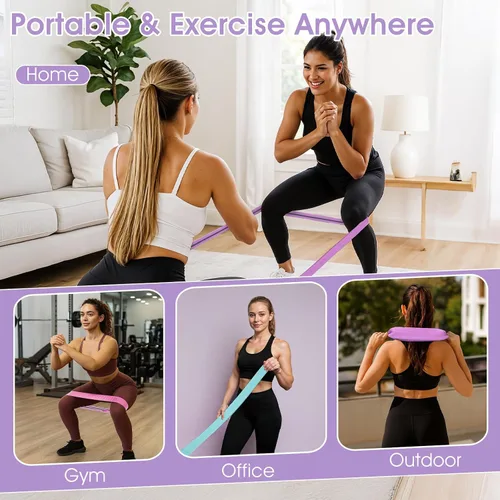 Vista 5 de Kifmurase 6 bandas de resistencia de tela para piernas, 3 niveles de fuerza, banda elástica de ayuda para estiramiento con bolsa portátil, bandas