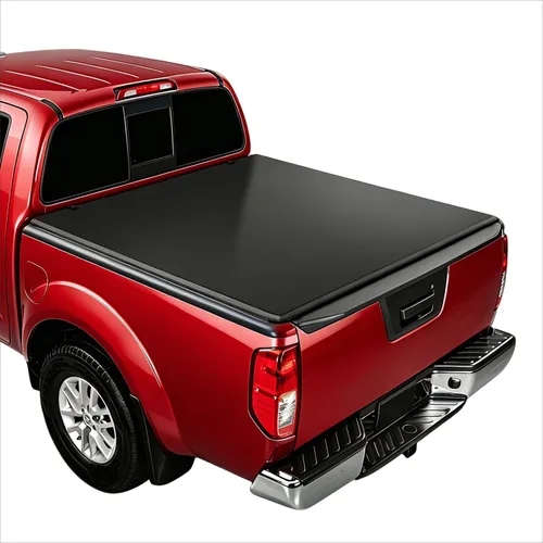 Vista 9 de Cubierta suave de tres pliegues compatible con Nissan Frontier 2005-2021 Fleetside cama de 5 pies sin sistema de riel de cama, cubierta de vinilo