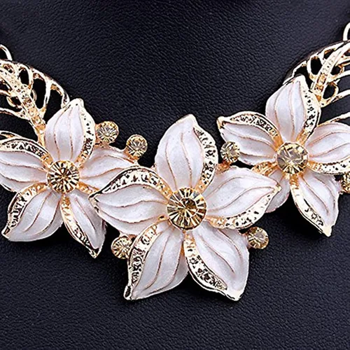 Vista 2 de Zittop Juego de collar y pendientes chapados en oro para mujer