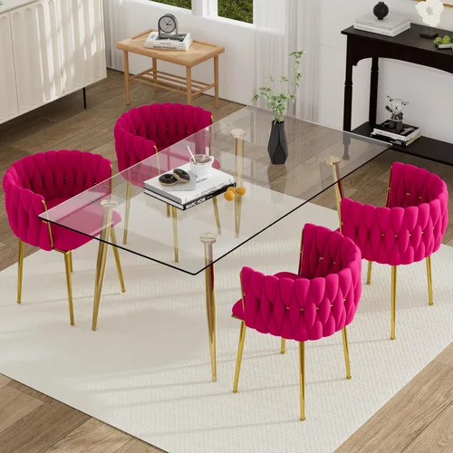 Vista 46 de Juego de mesa de comedor de cristal plateado para 2, juego de mesa cuadrada de lujo moderno de 36 pulgadas, juego de mesa de cocina minimalista de 3
