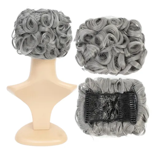 Vista 20 de SWACC Extensión de Moño de Cabello Rizado Corto y Desordenado, Peines de Cabello Fáciles de Estirar, Extensión de Cola de Caballo con Clip, Coletero