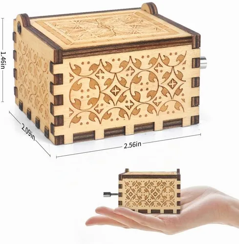 Vista 4 de Caja de música de manivela grabada, caja de música
