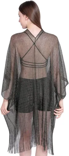 Vista 6 de Heread Chales y envolturas para vestidos de noche, capa de fiesta, con flecos, cárdigan metálico para boda para mujeres y novias, Talla libre