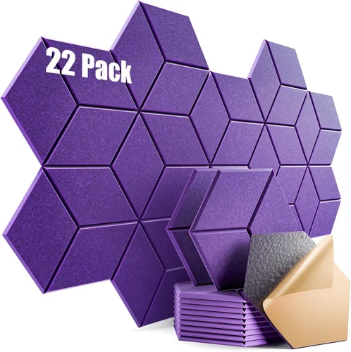 Vista 107 de Paquete de 12 paneles acústicos autoadhesivos de 12 x 10 x 0.4 pulgadas, paneles de espuma a prueba de sonido con alta densidad, elegante diseño