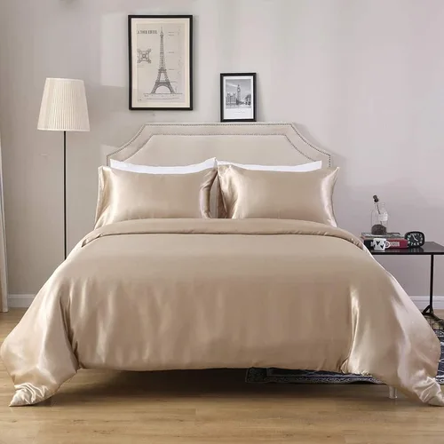 Vista 11 de HOTNIU Juego de funda de edredón de seda satinada con cierre de cremallera, colección de ropa de cama de 2 piezas ultra suave de alta calidad