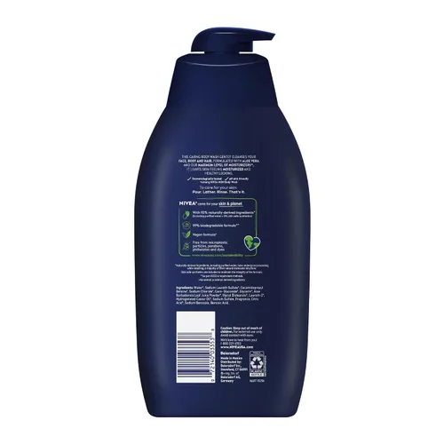 Vista 12 de Nivea Men Gel de baño de máxima hidratación para piel seca, enriquecido con aloe vera, gel de baño hidratante 3 en 1, cara y cabello, sin parabenos