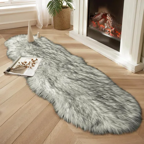 Vista 30 de Ciicool Alfombras de Piel de Oveja Sintética Suaves Alfombra de Piel Sintética Suave Beige Alfombra Esponjosa Funda para Silla y Sofá Alfombra
