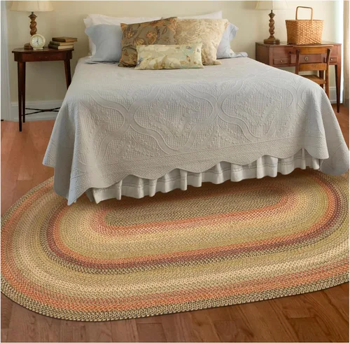 Vista 61 de Homespice Apple Pie - Alfombra ovalada roja de 2 x 3 pies, alfombra de cocina trenzada para decoración primitiva y rústica, reversible, yute sin