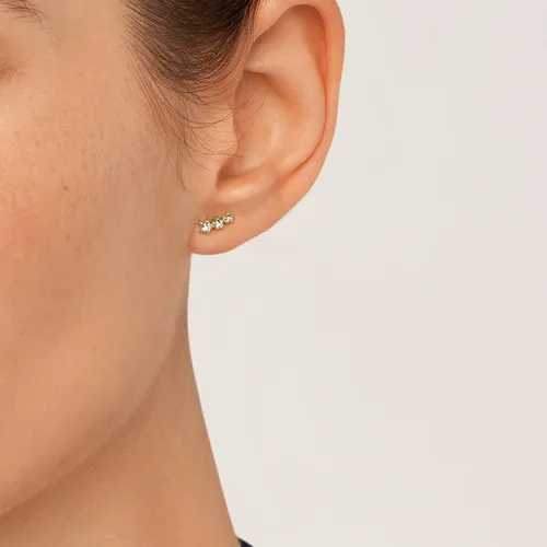 Vista 5 de Fossil - Aretes tipo dormilona de acero inoxidable para mujer de tono dorado