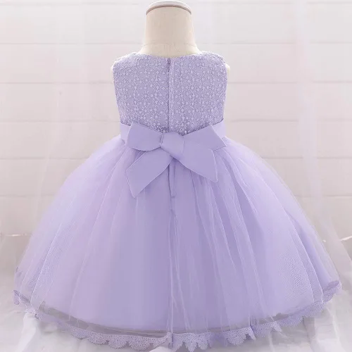 Vista 3 de OBEEII Vestido de bautizo para niña con bordado de flores tutú para ocasiones especiales