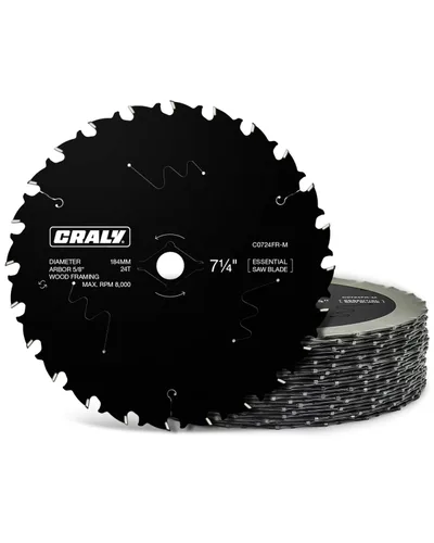 Vista 7 de CRALY Hoja de sierra circular para corte de madera de 6-1/2 pulgadas con 24 dientes, árbol de 5/8 pulgadas, con punta de carburo, corte fino