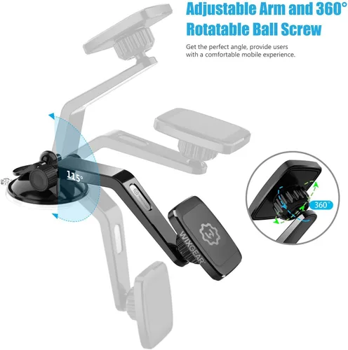Vista 5 de WixGear Magantic Mount, soporte magnético curvado para tablero de instrumentos para teléfono celular y mini tabletas con tecnología rápida de cierre