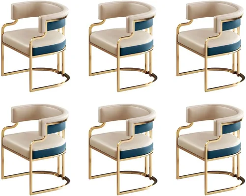Vista 38 de Sillas de comedor de cocina para interiores, silla lateral tapizada para el hogar, silla con brazo de respaldo bajo, silla de comedor con piel