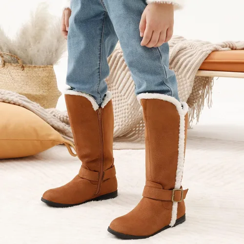 Vista 2 de DREAM PAIRS Botas de invierno de media pantorrilla con cremallera lateral para niñas