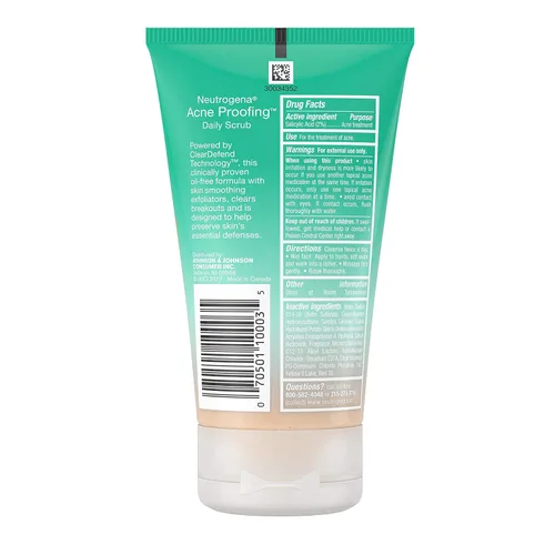 Vista 3 de Neutrogena Exfoliante facial diario a prueba de acné con ácido salicílico tratamiento para el acné, exfoliante y limpiador, sin aceite, 4.2 onzas