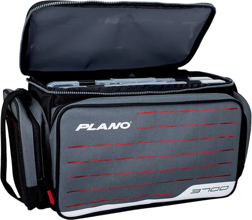 Vista 35 de Plano Bolsa de aparejos de pesca de vanguardia para fines de semana, base impermeable moldeada, almacenamiento espacioso, mangas de herramientas