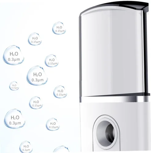 Vista 8 de Beavorty 2 unids compacto mano máquina de pulverización facial nanómetro spray agua reabastecedor humidificador facial blanco para mujeres niñas