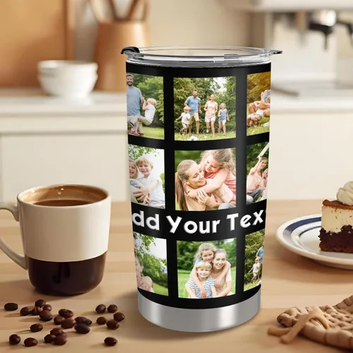 Vista 3 de Taza personalizada con foto y texto para hombres y mujeres, regalo para papá, mamá, familias y amigos, taza de viaje con foto e imagen