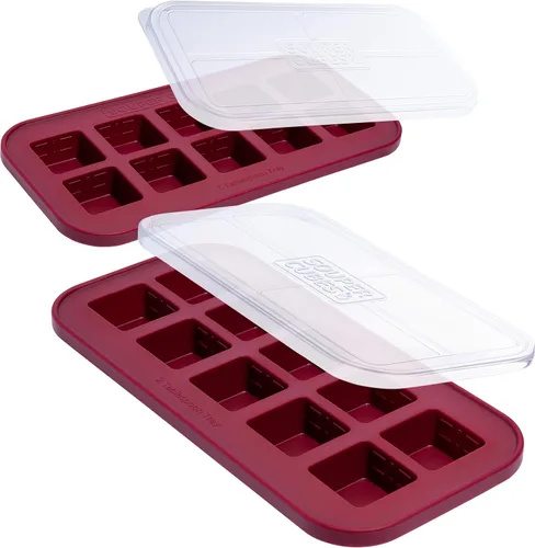 Vista 6 de Souper Cubes Moldes de silicona para congelador, 2 cucharadas, perfectos para almacenar ajo, hierbas, jengibre, pesto, pasta de tomate, jugo