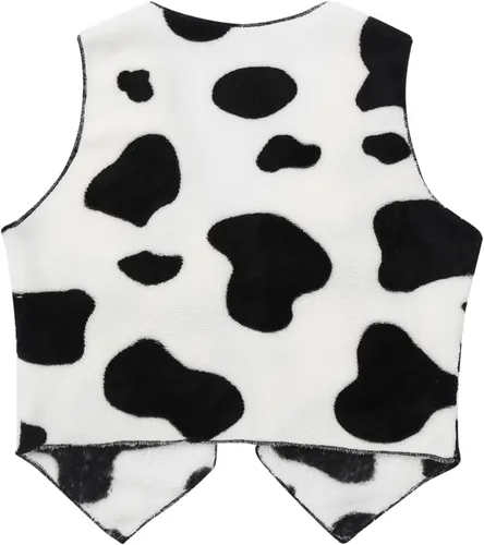 Vista 4 de FEESHOW Chaleco de vaquero occidental de Halloween para niños, disfraz de cosplay con estampado de vaca