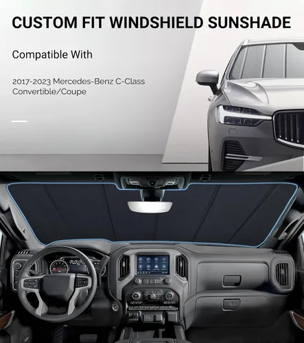 Vista 2 de Pigenius Parasol de parabrisas para Mercedes-Benz Clase C Convertible/Coupé 2017-2023 - Salvaguardia Gris