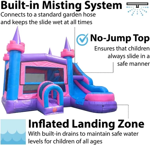 Vista 4 de TentandTable Tobogán acuático inflable para niños de 5 a 12 años, castillo animoso de grado comercial para adultos, casa de salto, incluye soplador