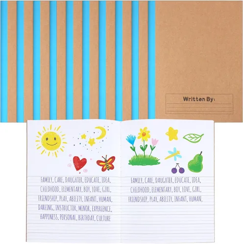 Vista 22 de Henoyso Paquete de 5 cuadernos de composición primaria, 9-3/4 x 7-1/2 pulgadas, diario primario para niños, cuaderno de escritura K-2 para niños
