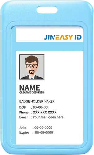 Vista 18 de JINEASY ID Paquete de 2 portadores de credenciales de plástico duro verticales para tarjetas de trabajo y tarjetas de acceso, uso intensivo, negro