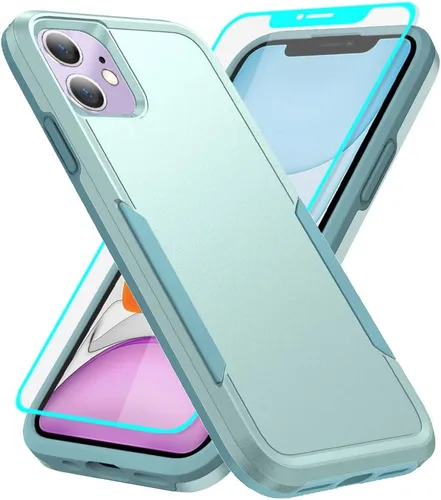 Vista 8 de Yiakeng Funda para iPhone 11, iPhone 11 con protector de pantalla HD, PC híbrida + TPU a prueba de golpes Defender Pioneer Anti-Shock Phone Case