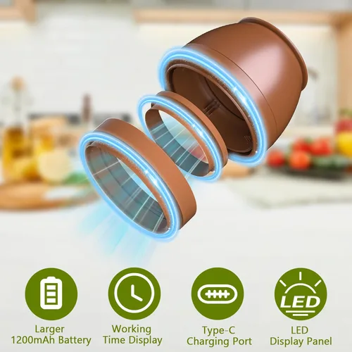 Vista 3 de FUTUREZEN Sellador al vacío eléctrico para tarros Mason para boca regular/ancha, marrón