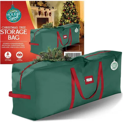 Vista 7 de HOLIDAY SPIRIT Bolsa de almacenamiento para árbol de Navidad, bolsa impermeable para árbol de Navidad con asas reforzadas duraderas y cremalleras