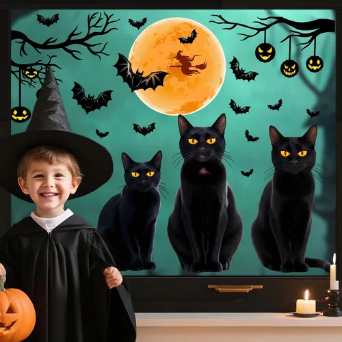 Vista 5 de Decoración de ventana de Halloween se adhiere a calcomanías de cristal