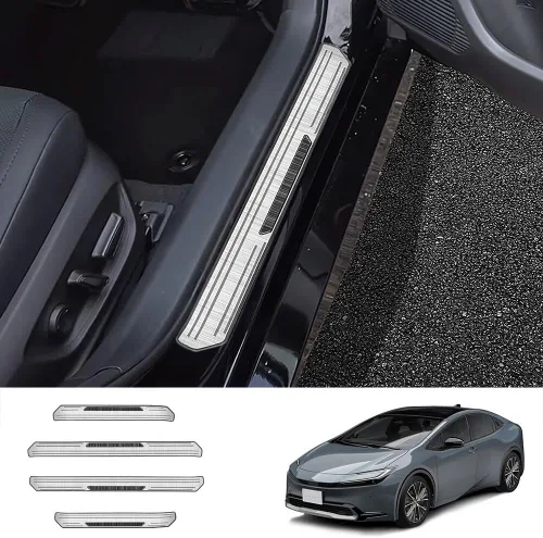 Vista 7 de Protector de placa protectora de umbral de puerta de automóvil, para Toyota Prius 2023 2024, accesorios de cubierta de acero inoxidable (exterior)